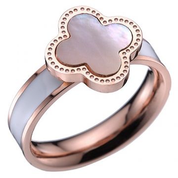 Copy Van Cleef & Arpels Magic Alhambra Ornate Pearl Decked Clover Ring Celebrity Style Canada 