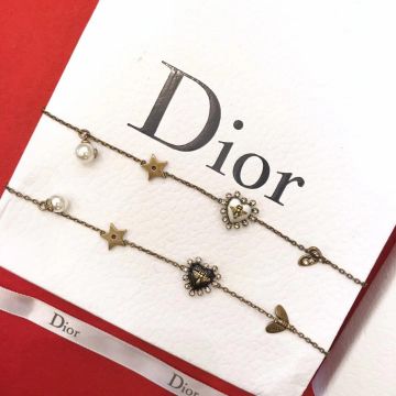 2019 Top Sale Dior White Pearl Bell & Heart-shaped Females Classic Brass Diamonds Bracelet White/Black Replica