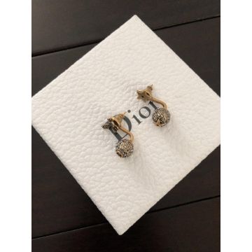 Top Sale Dior Vintage Brass Asymmetric Bee & Star CD Spherical Pendant Ladies Diamonds Earrings Price List