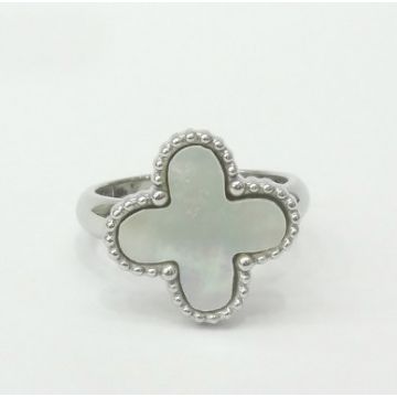 Van Cleef & Arpels Silver Ring Clover Adornment Bead Edge Decked Pearl Birthday Gift Women Australia