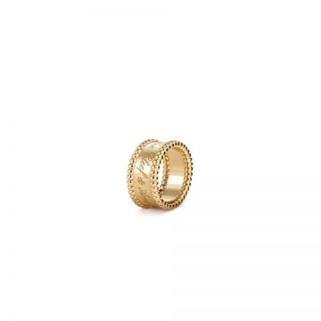 Replica Van Cleef & Arpels Perlée Signature Yellow Gold Logo Arabesques Pattern Bead Charm Edges Female Ring Best Present VCARO3Y600